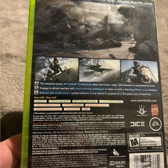 XBOX 360 Battlefield 3 for Xbox 360 by - Green Case. With Manual - Picture 2 of 7